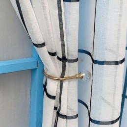 Mřížkovaný Vzor Voile Záclona Vyrobená Na Míru Záclona Průsvitné Záclony Do Obývacího Pokoje Ložnice