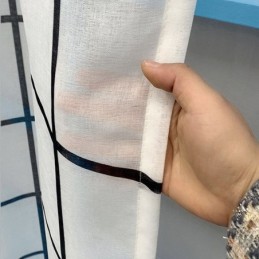 Mřížkovaný Vzor Voile Záclona Vyrobená Na Míru Záclona Průsvitné Záclony Do Obývacího Pokoje Ložnice