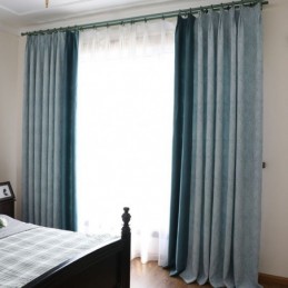 Zatemňovací Závěs, Šitý Na Míru, Evropský Jednoduchý Styl, Měkká Bavlna, Modrý Žakárový Dekorativní Závěs Do Ložnice