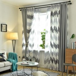 Jednoduchá Severská Průsvitná Záclona Na Míru S Vlnitým Vzorem, Potiskem Do Obývacího Pokoje