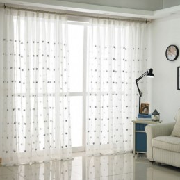 Průsvitná Voálová Záclona S Vyšíváním Hvězd, Vyrobeno Na Míru, Záclonový Panel, Obývací Pokoj, Ložnice, Skleněné Dveře, Okno