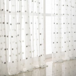 Průsvitná Voálová Záclona S Vyšíváním Hvězd, Vyrobeno Na Míru, Záclonový Panel, Obývací Pokoj, Ložnice, Skleněné Dveře, Okno