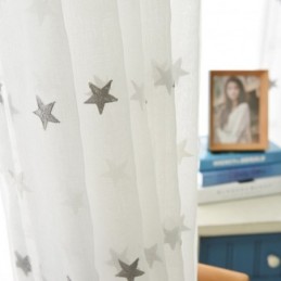 Průsvitná Voálová Záclona S Vyšíváním Hvězd, Vyrobeno Na Míru, Záclonový Panel, Obývací Pokoj, Ložnice, Skleněné Dveře, Okno