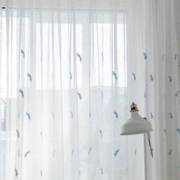 Průsvitná Záclona S Vyšívaným Peřím, Vyrobená Na Míru, Minimalistická Prodyšná Do Obývacího Pokoje/Ložnice