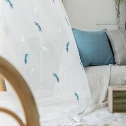 Průsvitná Záclona S Vyšívaným Peřím, Vyrobená Na Míru, Minimalistická Prodyšná Do Obývacího Pokoje/Ložnice