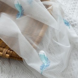 Průsvitná Záclona S Vyšívaným Peřím, Vyrobená Na Míru, Minimalistická Prodyšná Do Obývacího Pokoje/Ložnice