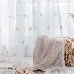 Luxusní Vyšívaná Záclona Vyrobená Na Míru, Záclona S Pentagramovým Vzorem, Průsvitná, Do Obývacího Pokoje/Ložnice