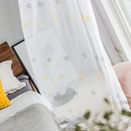 Luxusní Vyšívaná Záclona Vyrobená Na Míru, Záclona S Pentagramovým Vzorem, Průsvitná, Do Obývacího Pokoje/Ložnice