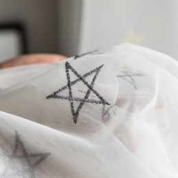 Luxusní Vyšívaná Záclona Vyrobená Na Míru, Záclona S Pentagramovým Vzorem, Průsvitná, Do Obývacího Pokoje/Ložnice