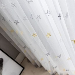 Luxusní Vyšívaná Záclona Vyrobená Na Míru, Záclona S Pentagramovým Vzorem, Průsvitná, Do Obývacího Pokoje/Ložnice