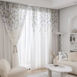 Voálový Závěs S Vinným Vzorem, Šitý Na Míru, Potištěný Závěs, Průsvitné Závěsy Do Obývacího Pokoje, Ložnice