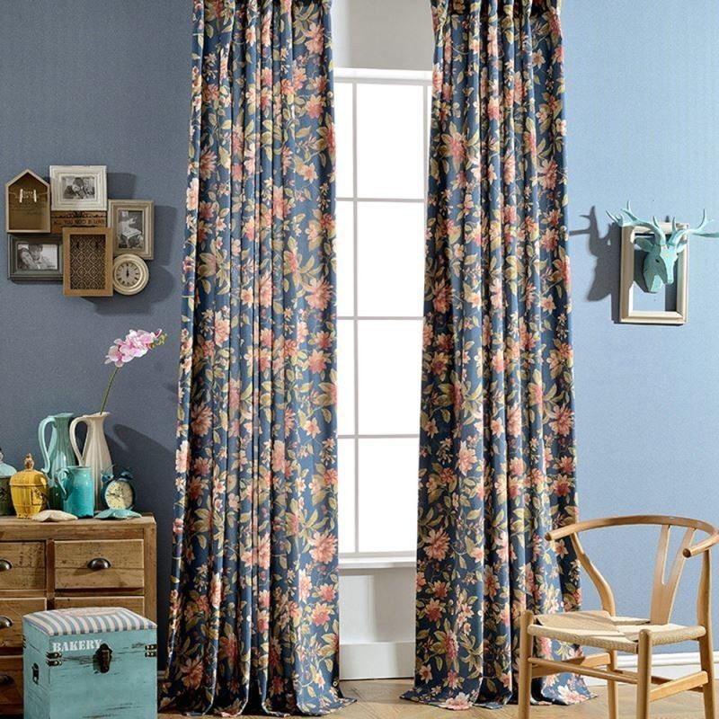Záclona Do Obývacího Pokoje, Záclona Na Míru, Modrá, Nádherný Potisk, Dekorace Na Okno Do Ložnice
