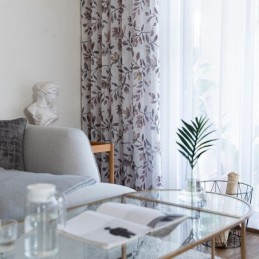 Záclona S Botanickým Potiskem, Šitá Na Míru, Tylová Záclona Do Obývacího Pokoje A Ložnice