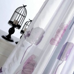 Moderní Minimalistická Voálová Průsvitná Záclona Na Míru, Lotosový List, Fialová Ložnice