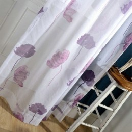 Moderní Minimalistická Voálová Průsvitná Záclona Na Míru, Lotosový List, Fialová Ložnice