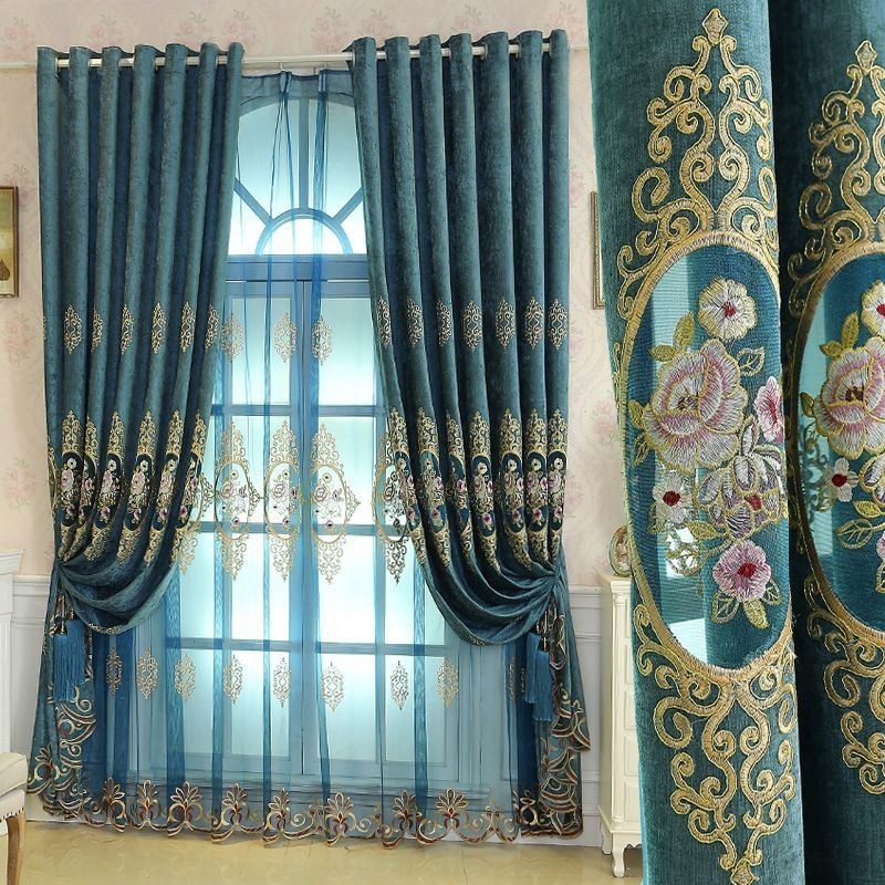 Žinylková Záclona Na Míru Záclona V Evropském Stylu S Květinovou Výšivkou