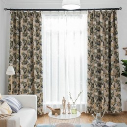 Zatemňovací Závěs Thicken Max, Vyrobený Na Míru, Závěs S Motivem Banánových Listů, Žakárový, Zatemňovací
