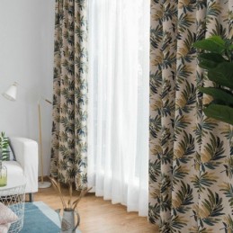 Zatemňovací Závěs Thicken Max, Vyrobený Na Míru, Závěs S Motivem Banánových Listů, Žakárový, Zatemňovací