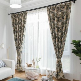 Zatemňovací Závěs Thicken Max, Vyrobený Na Míru, Závěs S Motivem Banánových Listů, Žakárový, Zatemňovací