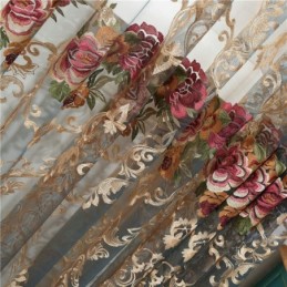 Luxusní Průsvitná Záclona Vyrobená Na Míru, Americká Gradientní Barevná Výšivka, Dekorace Do Ložnice