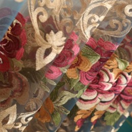 Luxusní Průsvitná Záclona Vyrobená Na Míru, Americká Gradientní Barevná Výšivka, Dekorace Do Ložnice