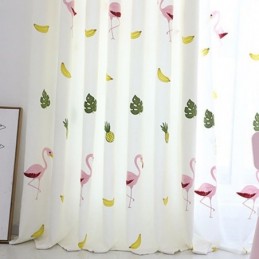 Vyšívaná Záclona S Plameňákem, Šitá Na Míru, Poloprůhledné Průsvitné Záclony Do Obývacího Pokoje A Ložnice