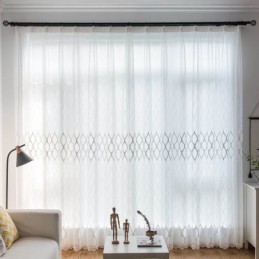 Moderní Jednoduchá Průsvitná Záclona Vyrobená Na Míru, Geometrický Vzor, Žakárová Látka Do Obývacího Pokoje, Pracovna