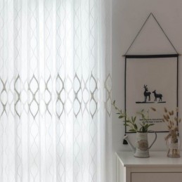 Moderní Jednoduchá Průsvitná Záclona Vyrobená Na Míru, Geometrický Vzor, Žakárová Látka Do Obývacího Pokoje, Pracovna