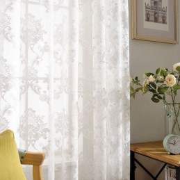 Jednoduchá Klasická Průsvitná Záclona, Žakárová Záclona Na Míru, Evropský Květinový Vzor, Žakárová Látka Do Obývacího Pokoje/Ložnice