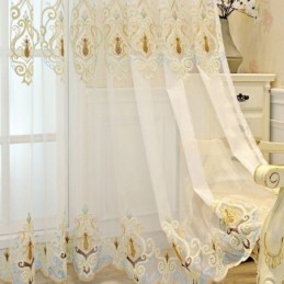 Evropské Tylové Závěsy S Vyšívaným Průhledným Vzorem Do Obývacího Pokoje A Ložnice