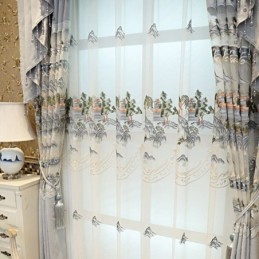 Luxusní Průsvitná Záclona Na Míru, Vyšívaný Horský Tyl Do Obývacího Pokoje A Ložnice