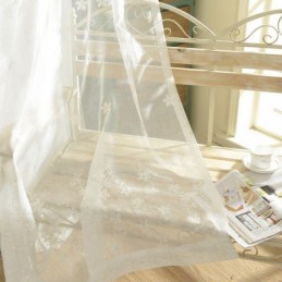 Vyšívaná Okenní Záclona Na Míru, Květinová, Bílá Tylová Záclona Do Obývacího Pokoje A Ložnice
