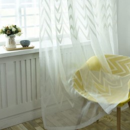 Moderní Vyšívaná Záclona Na Míru, Záclona S Geometrickým Vlnovým Vzorem Na Balkon