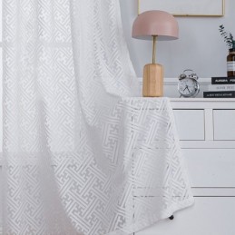 Moderní Bílé Tylové Závěsy Do Ložnice, Geometrické Průsvitné Závěsy, Závěsy Na Míru, Závěsy Na Okna