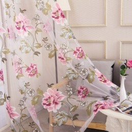 Evropská Průsvitná Záclona Vyrobená Na Míru, Rustikální Květinový Tyl Do Obývacího Pokoje A Ložnice