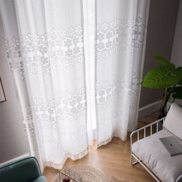 Moderní Bílé Tylové Závěsy, Květinové Průsvitné Závěsy, Závěsy Na Míru Do Obývacího Pokoje