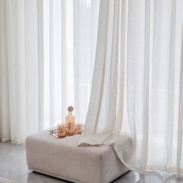 Moderní Bílé Tylové Závěsy, Geometrické Průsvitné Závěsy, Závěsy Na Míru Do Obývacího Pokoje