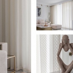 Moderní Bílé Tylové Závěsy, Geometrické Průsvitné Závěsy, Závěsy Na Míru Do Obývacího Pokoje
