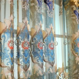 Vynikající Tylová Záclona Vyrobená Na Míru, Záclona S Evropským Vyšívaným Květinovým Vzorem, Průsvitné Záclony Pro Dekoraci Pokoje