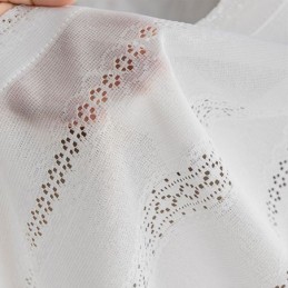 Klasická Geometrická Okenní Zástěna S Bílou Výšivkou Z Organzy Do Obývacího Pokoje, Závěs Na Míru
