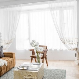 Moderní Voálový Tylový Závěs, Bílý Průsvitný, Do Obývacího Pokoje A Ložnice