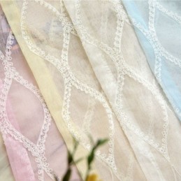 Luxusní Okenní Průsvitná Geometrická Vyšívaná Záclona Z Vysoce Kvalitního Tylu, Vyrobeno Na Míru