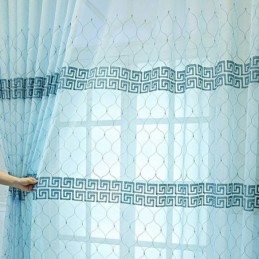 Luxusní Okenní Průsvitná Geometrická Vyšívaná Záclona Z Vysoce Kvalitního Tylu, Vyrobeno Na Míru