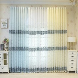 Luxusní Okenní Průsvitná Geometrická Vyšívaná Záclona Z Vysoce Kvalitního Tylu, Vyrobeno Na Míru