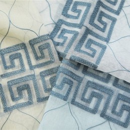 Luxusní Okenní Průsvitná Geometrická Vyšívaná Záclona Z Vysoce Kvalitního Tylu, Vyrobeno Na Míru