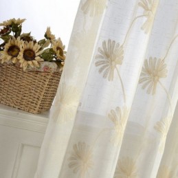 Luxusní Tylová Průsvitná Záclona S Vyšívanými Listy, Vyrobená Na Míru Do Obývacího Pokoje/Ložnice