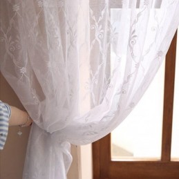 Tylová Záclona S Výšivkou, Šitá Na Míru, Evropský Průsvitný Voál Do Obývacího Pokoje