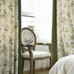 Bavlněné Lněné Závěsy S Květinovým Potiskem A Rostlinným Vzorem Do Obývacího Pokoje