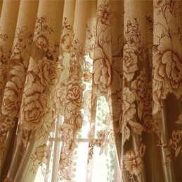 Retro Průsvitná Záclona Na Míru, Žakárová Záclona Do Obývacího Pokoje, Hnědá