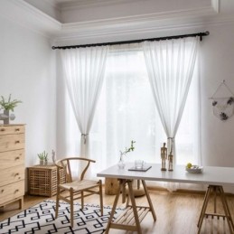 Bílá Šifonová Průsvitná Záclona, Vyrobená Na Míru, Moderní Prodyšná Látka Do Obývacího Pokoje, Ložnice, Dětského Pokoje